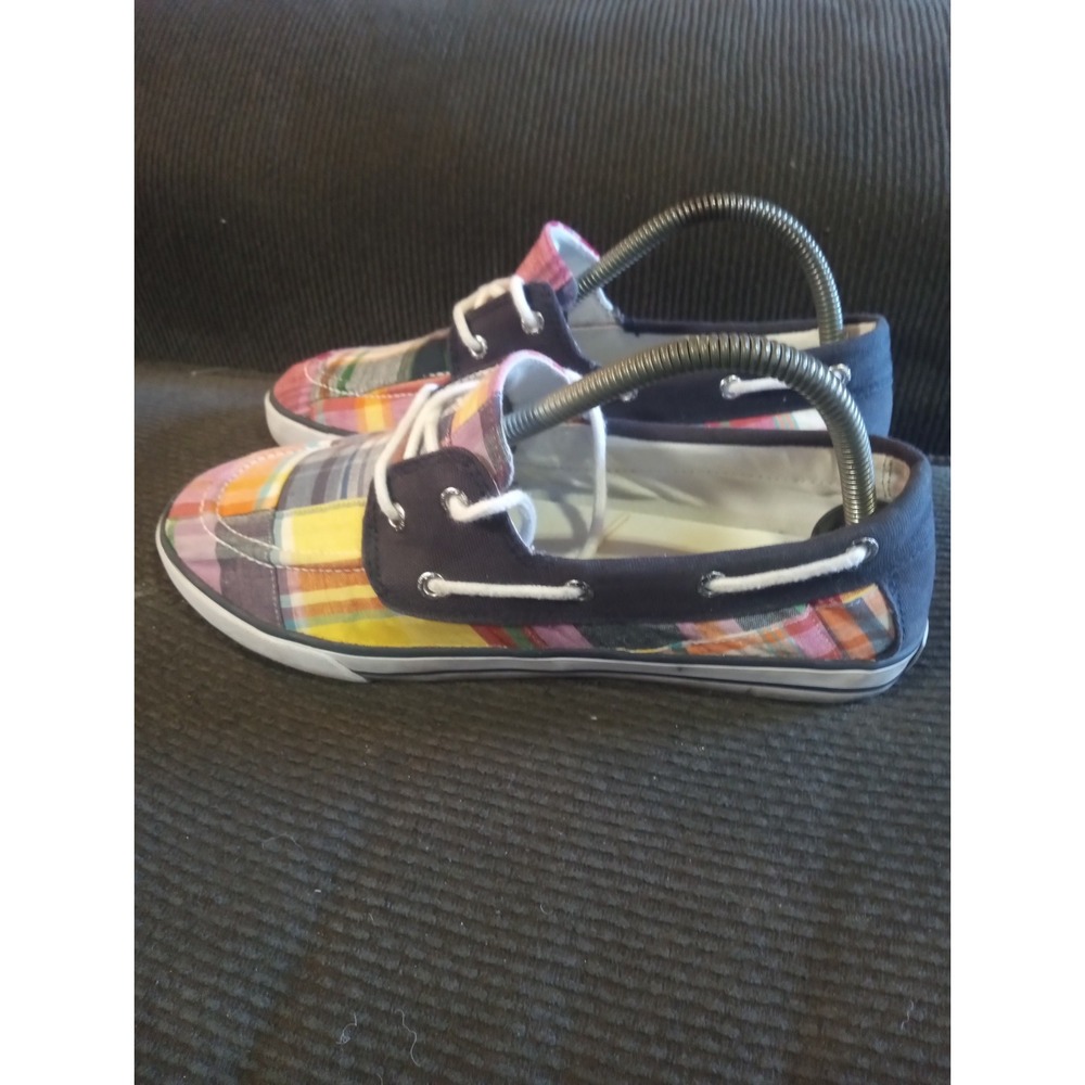 Polo by Ralph Lauren Shoes Mens 5.5 Womens 7 Madras Canvas Boat Deck‎ Loafers